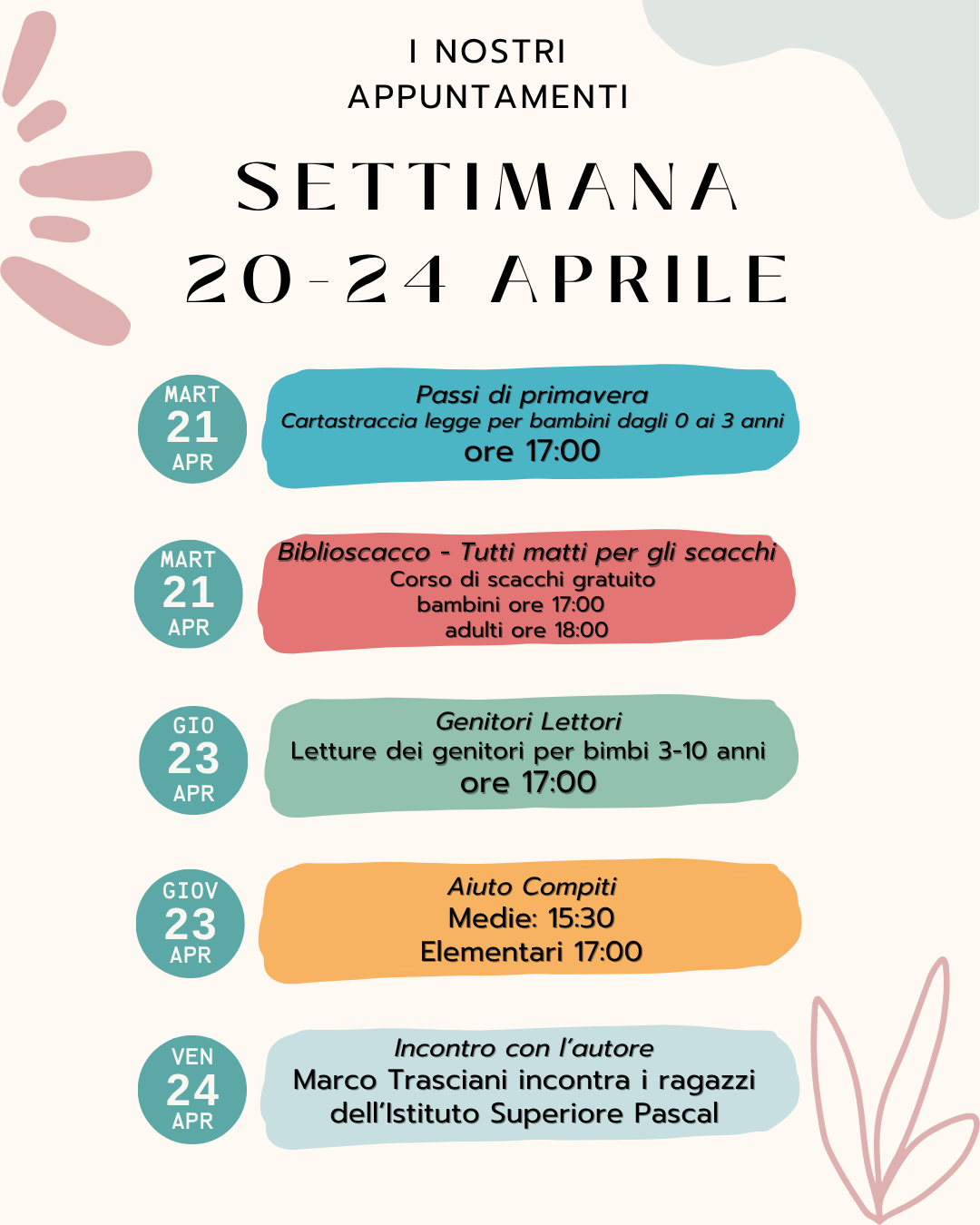 Appuntamenti 20 - 24 aprile