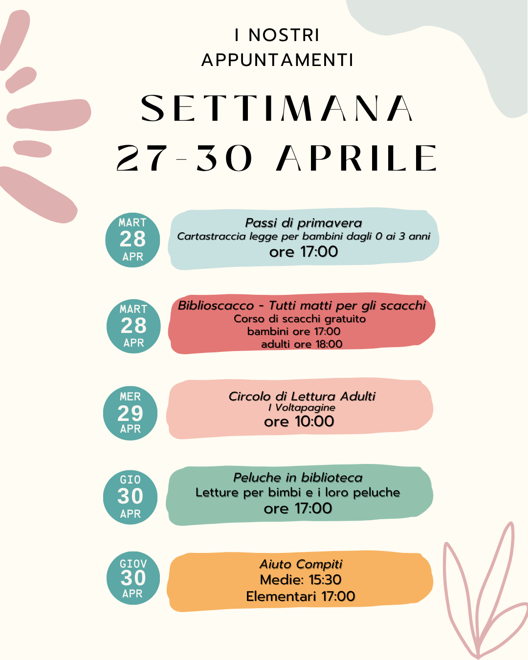 Appuntamenti dal 27 al 30 aprile