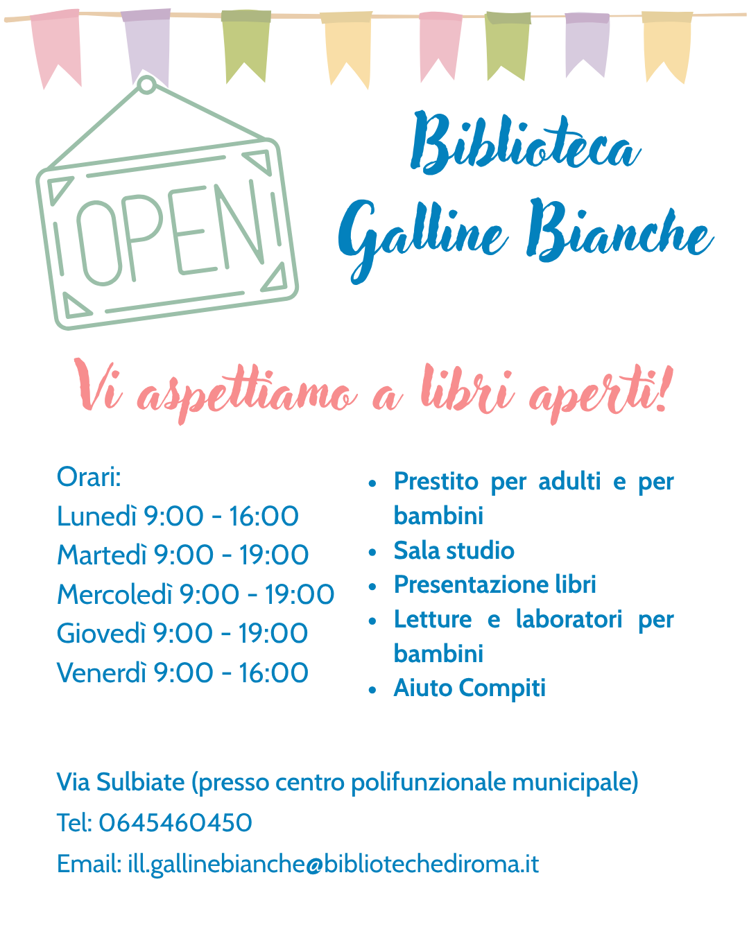 Nuovi orari di apertura per la Biblioteca!