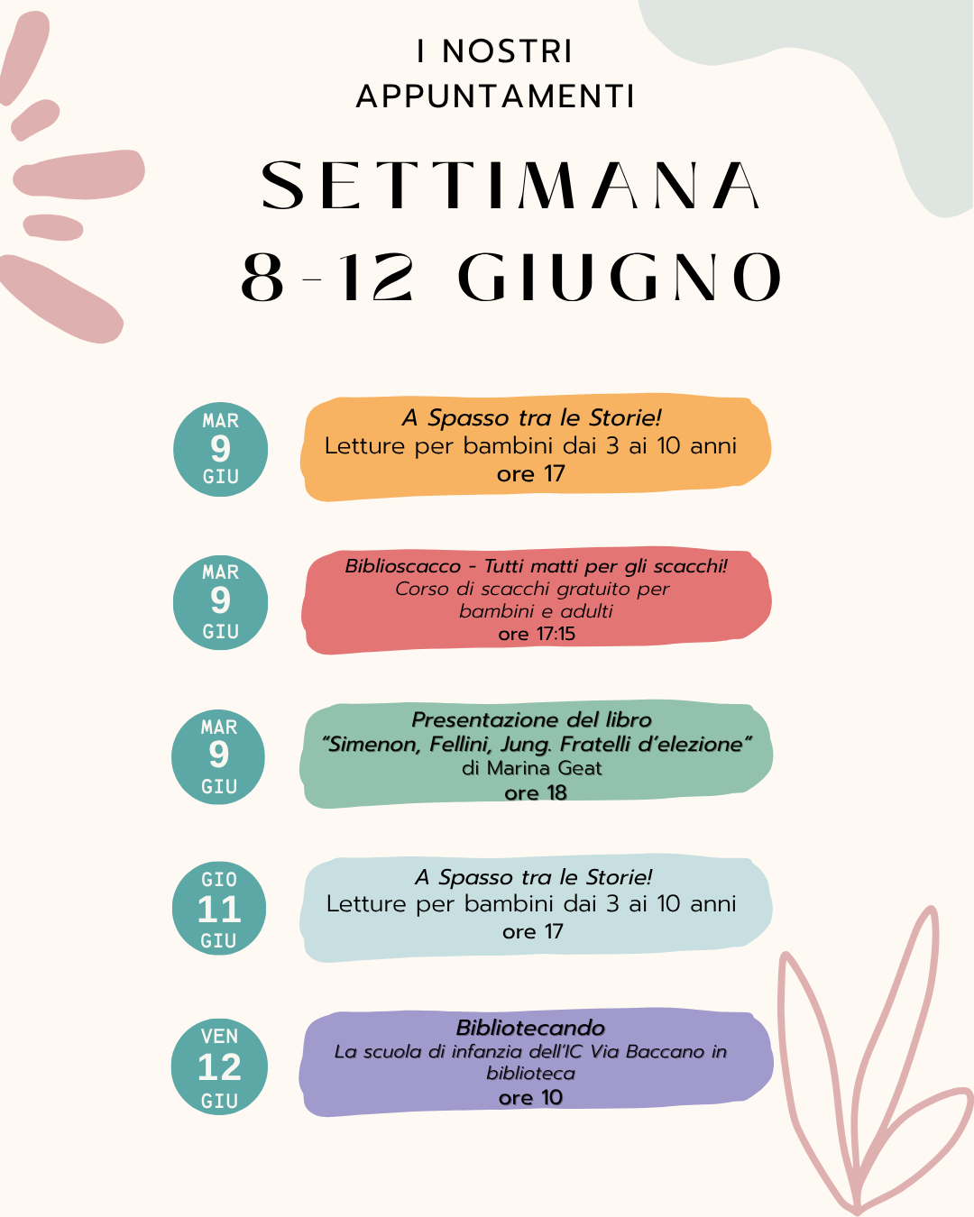 Gli appuntamenti della settimana
